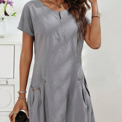 Robe d'Été à Poches et Fermeture Zippée - Auperia, mode femme élégante