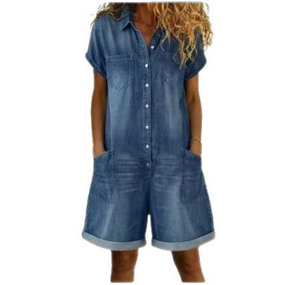 Combinaison en Denim Délavé Multipoches - Auperia, mode femme élégante