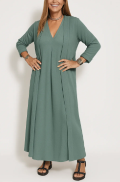 Ensemble Duo Robe en V et Cardigan Long Fluide - Auperia, mode femme élégante
