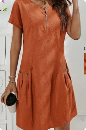 Robe d'Été à Poches et Fermeture Zippée - Auperia, mode femme élégante