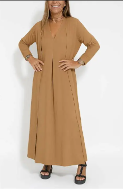 Ensemble Duo Robe en V et Cardigan Long Fluide - Auperia, mode femme élégante