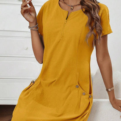 Robe d'Été à Poches et Fermeture Zippée - Auperia, mode femme élégante