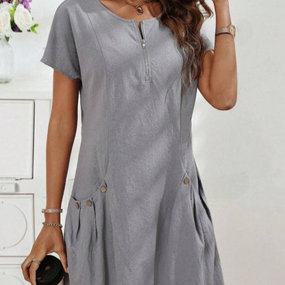 Robe d'Été à Poches et Fermeture Zippée - Auperia, mode femme élégante