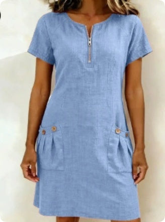 Robe d'Été à Poches et Fermeture Zippée - Auperia, mode femme élégante