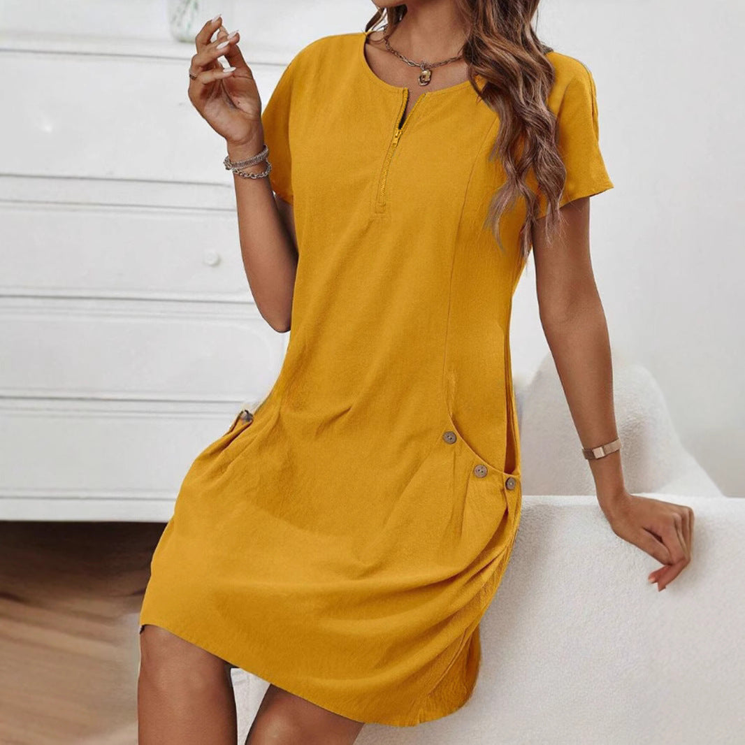 Robe d'Été à Poches et Fermeture Zippée - Auperia, mode femme élégante