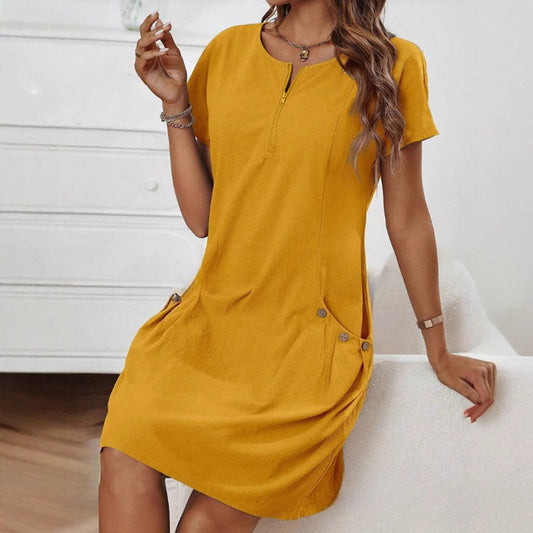 Robe d'Été à Poches et Fermeture Zippée - Auperia, mode femme élégante