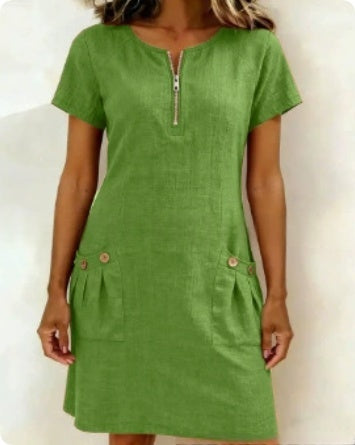 Robe d'Été à Poches et Fermeture Zippée - Auperia, mode femme élégante