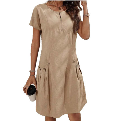 Robe d'Été à Poches et Fermeture Zippée - Auperia, mode femme élégante