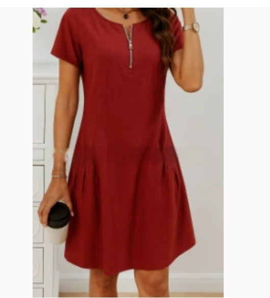Robe d'Été à Poches et Fermeture Zippée - Auperia, mode femme élégante