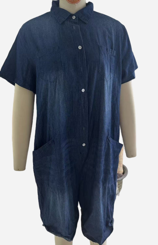 Combinaison en Denim Délavé Multipoches - Auperia, mode femme élégante