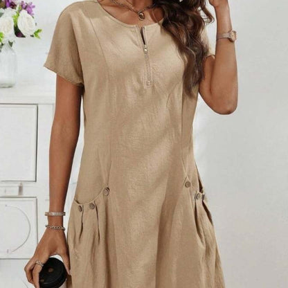 Robe d'Été à Poches et Fermeture Zippée - Auperia, mode femme élégante