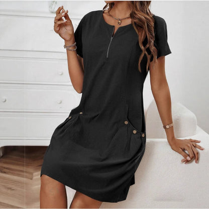 Robe d'Été à Poches et Fermeture Zippée - Auperia, mode femme élégante