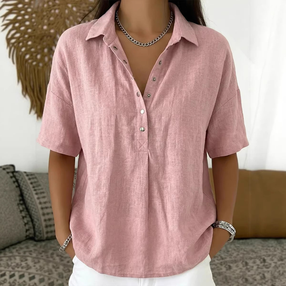 Chemise Boutonnée Décontractée d'Été - Auperia, mode femme élégante