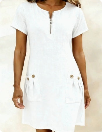 Robe d'Été à Poches et Fermeture Zippée - Auperia, mode femme élégante