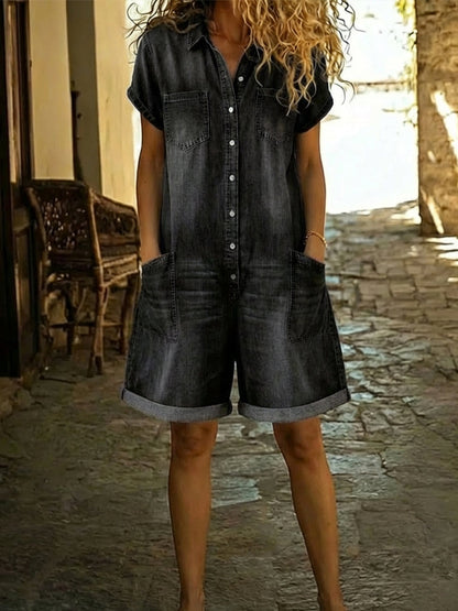 Combinaison en Denim Délavé Multipoches - Auperia, mode femme élégante