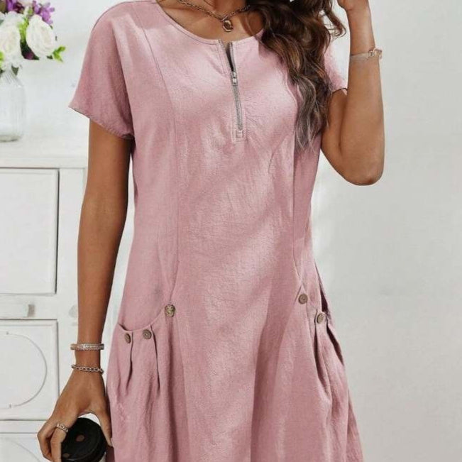 Robe d'Été à Poches et Fermeture Zippée - Auperia, mode femme élégante